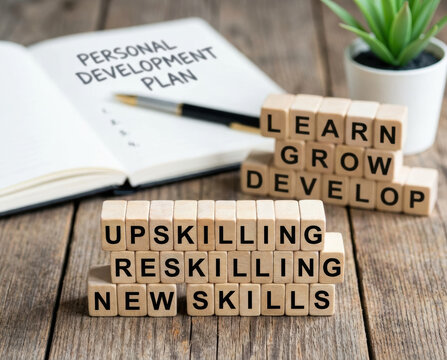 Personal development plan employee improvement leadership skill success training growth career business Upskilling and skill development growth
