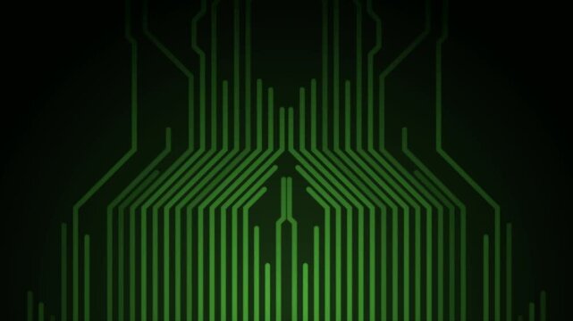 Abstract glowing green tech circuit board lines minimal background. Geometric motion design. Seamless loop. Video animation Ultra HD 4K 3840x2160