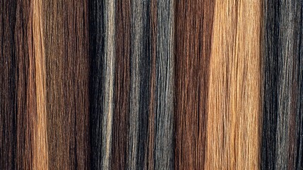 Fototapeta premium Diverse Strands of Natural Hair Textures and Colors Showcasing Shades of Brown, Black, Blonde, and Chestnut for Artistic and Commercial Use