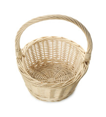Fototapeta premium One empty wicker basket isolated on white