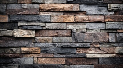 Textured Wall of Natural Stone with Varied Colors and Shapes for Architectural and Interior Design Projects