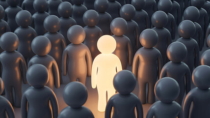Glowing individual standing out in a crowd of people
