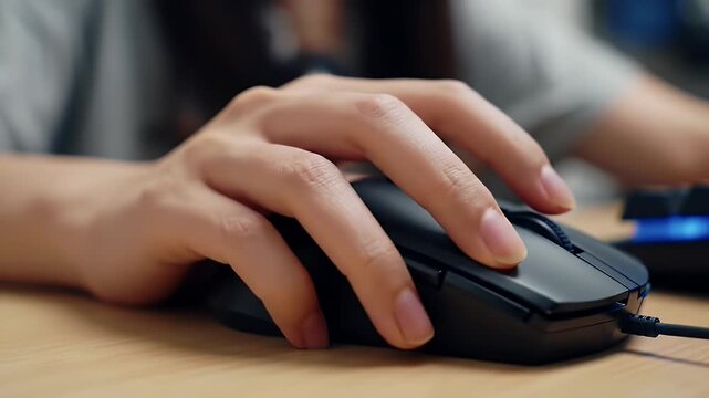 Womans Hand on Mouse.