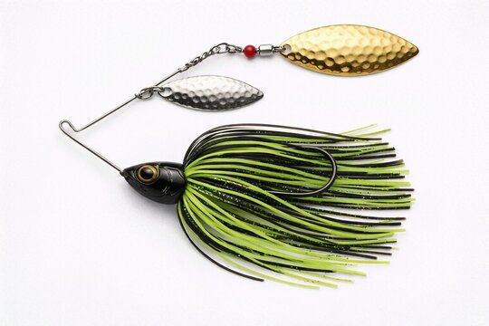 Spinnerbait fishing lure with skirt isolated on white