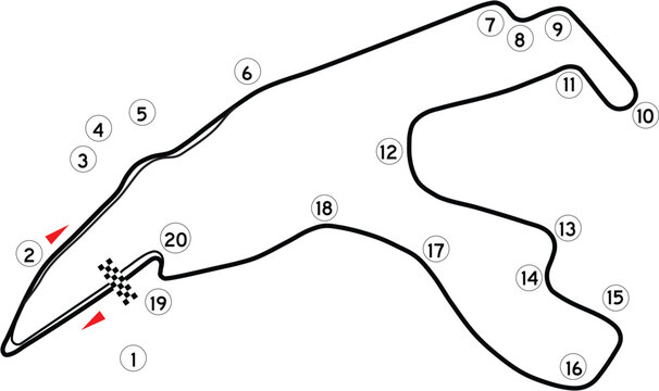 Circuit de Spa-Francorchamps Racing Circuit Belgium Map Labelled Design