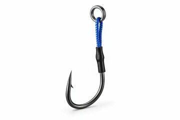 Single assist fishing hook isolated on white