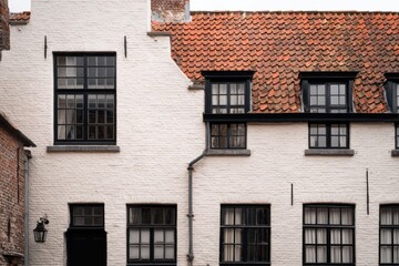 Historic building in a quiet street provides a look at local architecture and design in a small town during the afternoon light