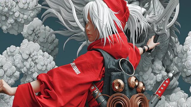 Young Asian Woman Dragon, ai generated.