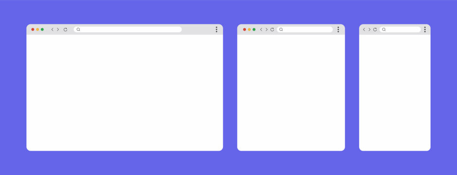 Browser page. Browser window template. New website page mock up vector set. Mobile browsing frame. Vector 10 eps.