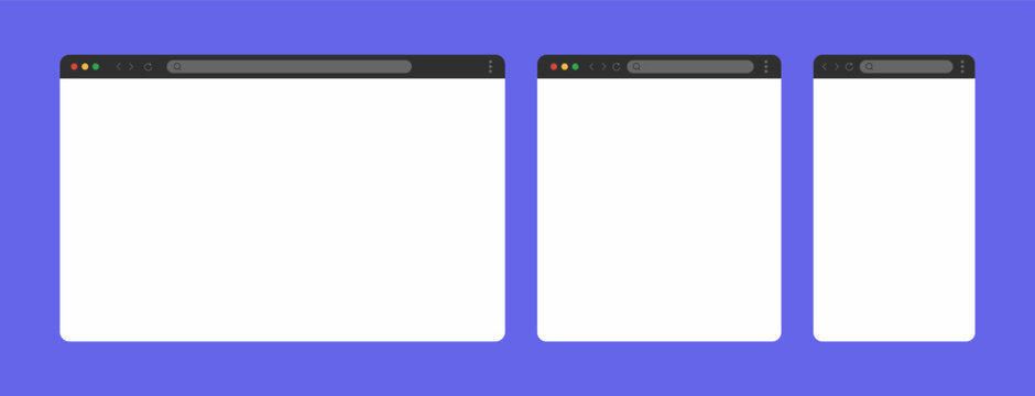 Browser page. Browser window template. New website page mock up vector set. Mobile browsing frame. Vector 10 eps.