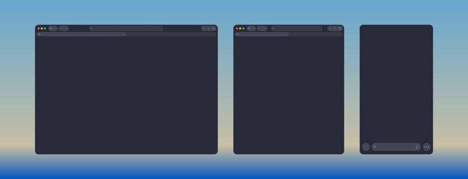 Browser page. Browser window template. New website page mock up vector set. Mobile browsing frame. Vector 10 eps.
