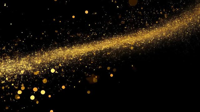 Golden Trail of Sparkles: A mesmerizing stream of golden sparkles gracefully sweeps across a dark canvas, creating an ethereal spectacle of light and allure.
