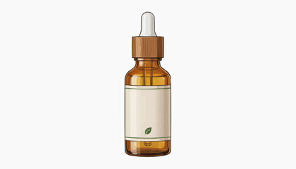 Fototapeta premium A minimalist illustration of a dropper bottle with a wooden cap and a simple label design