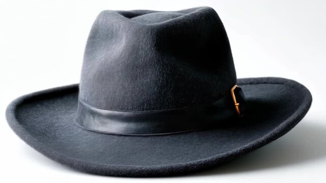 Timeless Elegance: A stylish, dark fedora hat. This hat exudes vintage charm and sophistication, its classic design and quality craftsmanship. 