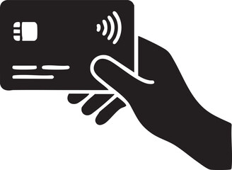 Obraz premium Contactless Credit Card Smartphone Payment Silhouettes on White Background