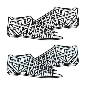 Caligae sandals mockup template vector illustration.