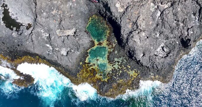 Aerial view of Cuba Natural Pool in Ribeira Das Pratas in Santiago in Cape Verde - Cabo Verde
