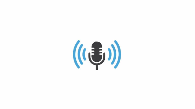Microphone Icon with Sound Waves Emitted.