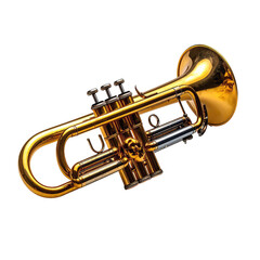 Obraz premium Polished brass instrument against a black backdrop, angled to the right