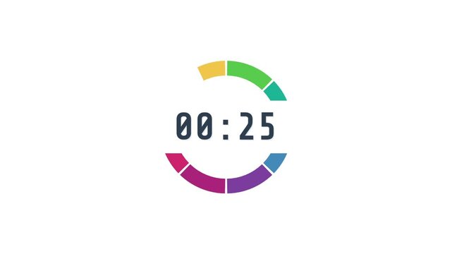 30 seconds Colorful Circular Countdown Timer Ring Interface Animation 