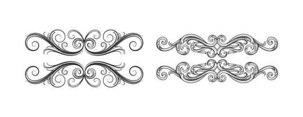 Fototapeta premium Elegant black and white ornamental designs for decorative purposes.