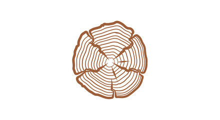 Close-up illustration of a tree trunk cross section showing growth rings. © Quensha