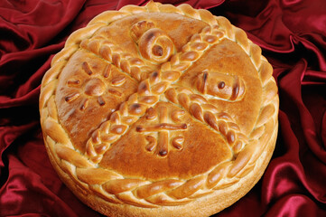 Cesnica Serbian Christmas bread, a traditional symbolic loaf served with the Orthodox Christmas meal