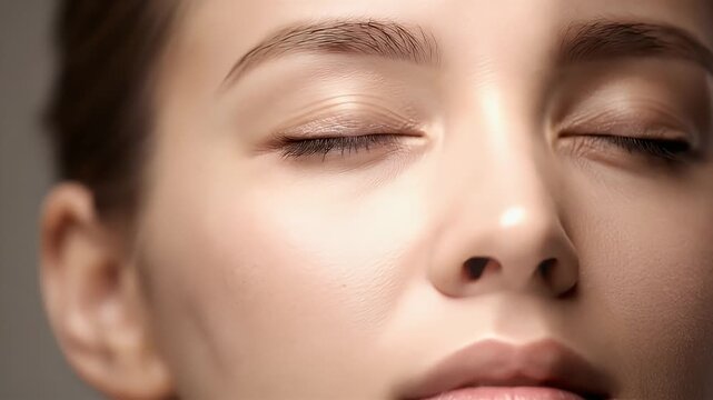 Close-Up of a Woman's Face Showing Scalp Micropigmentation Treatment with Natural Light and Minimal Makeup Application