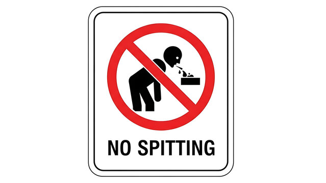 No spitting sign prohibiting spitting in public places