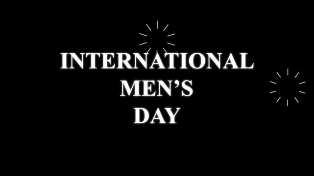 International Men's Day text with starbursts masculinity