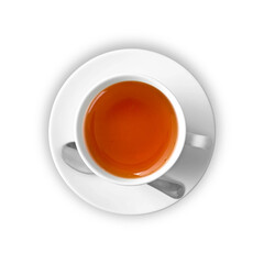 Top View Tea Cup with Saucer and Spoon 