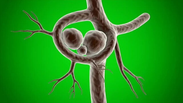 Detailed 3D CGI Medical Animation of Artery Aneurysm on Green Screen for Healthcare and Medical Purposes Educational