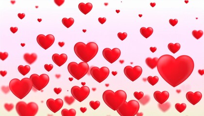 Vibrant red hearts floating on soft pink background for Valentine's Day