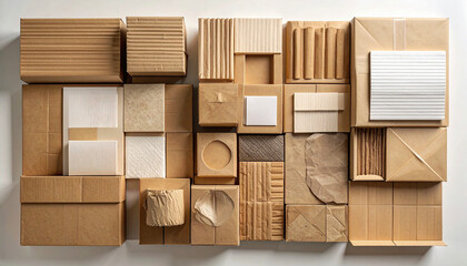 リサイクルとサステナブルな包装：段ボールのテクスチャとパッキングのレイアウト