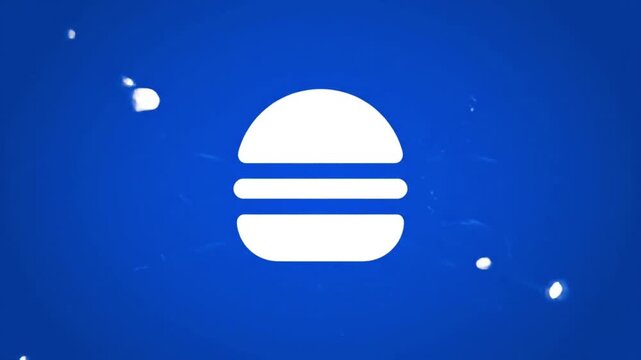 Abstract Hamburger Icon with White Outline on Blue Background with Particles
