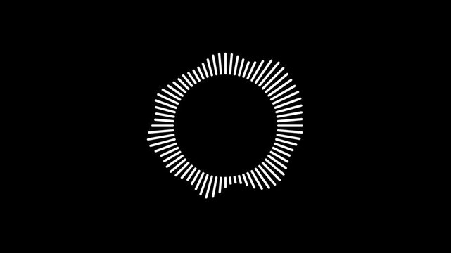 Audio visualizer circle equalize wave on black background, animation circular Audio Waveform, Audio waves voice music sound spectrum equalizer. white Circular equalizer animation for enhancing musical