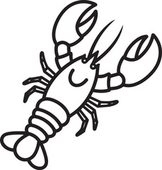 Obraz premium Lobster Contour Illustration: A simple yet elegant contour illustration of a lobster, ideal for graphic resources.