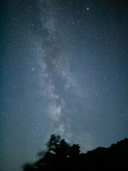 starry night sky with Andromeda on the top right of the photo and middle left is either Altair or Vega with Milky Way in the middle shot on iPhone 14 Pro in Bulgaria
