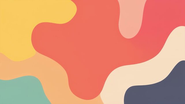 Colorful Pastel Abstract Liquid Loop, Pink Yellow and Teal Organic Shapes, Playful Flat Motion Background