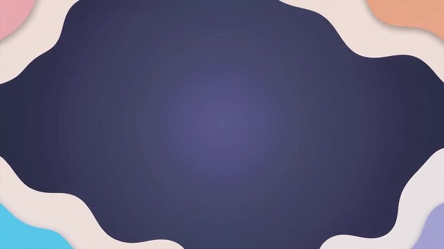 Colorful Paper Cut Frame Background, Dark Purple with Pastel Wavy Border Loop, Creative Copy Space Animation