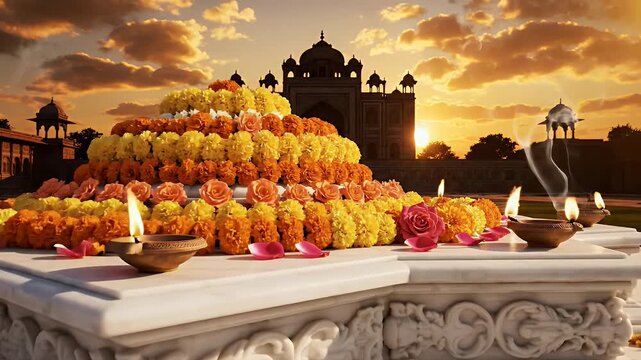 Rama Navami Aesthetic White Marble Podium Ram Mandir Ayodhya Silhouette