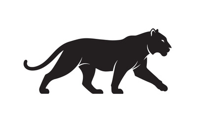 Obraz premium Black Panther Silhouette in Minimalist Style with High Contrast Lighting on for Wildlife Illustration isolated on a transparent background