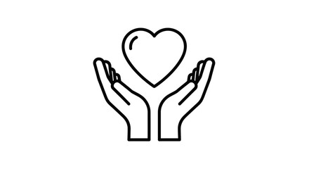 Obraz premium Hands holding a heart symbol graphic design for love and compassion concepts