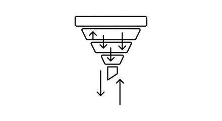 Funnel diagram illustrating process steps with arrows for business concepts