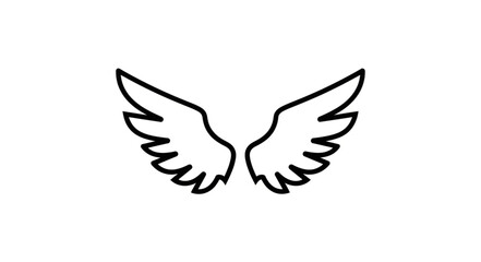 Obraz premium Minimalist black outline drawing of a pair of angel wings.