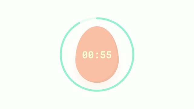 egg on white digital clock timer 1 min 