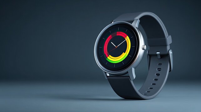 Stylish modern smartwatch with vibrant circular interface on a dark background for technology and fashion enthusiasts showcasing digital trends