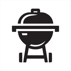 Backyard BBQ grill vector silhouette outline logo design concept illustration