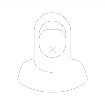 Muslim Woman Gesture for Fasting or Silence Line Art