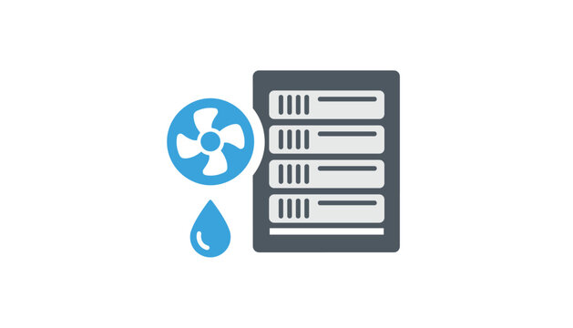 Server cooling system icon technology data